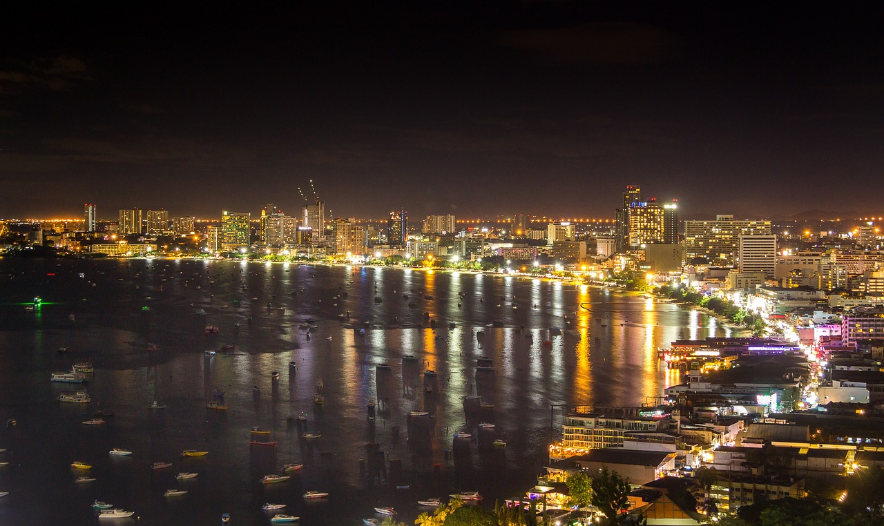 Pattaya, Naktis, Papludimys, Miestas, Šviesa, Kelionė, Miesto Panorama, Kraštovaizdis, Orientyras, Nemokamos Nuotraukos