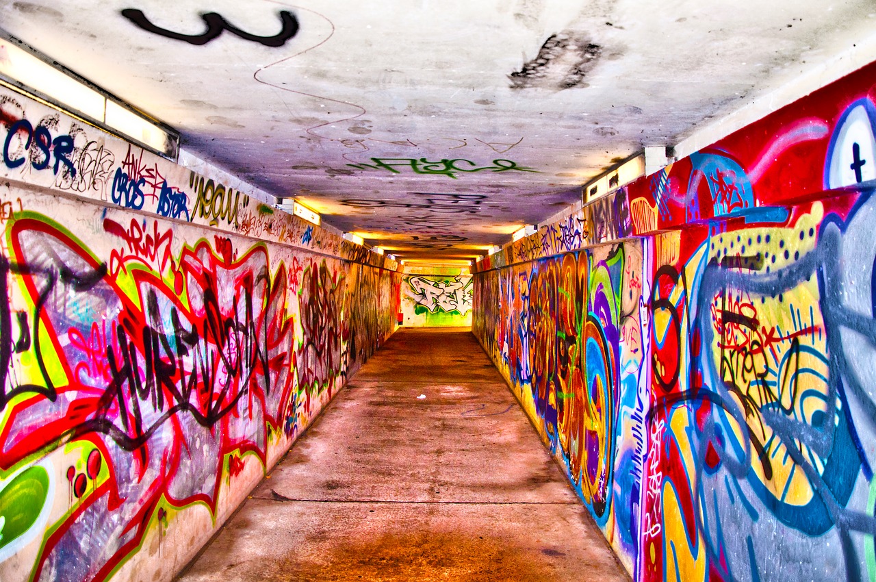 Pėsčiųjų Tunelis, Grafiti, Pylimas, Betonas, Fjeras, Jaunimas, Purkšti, Menas, Kūrybiškumas, Geležinkelio Pylimas