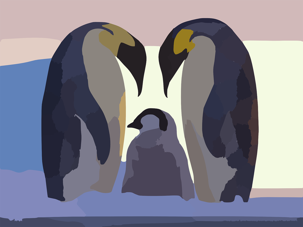 Pingvinas, Šeima, Tėvai, Vaikas, Trys, Skrydis Be Skrydžio, Paukščiai, Antarctica, Pietinis Pusrutulis, Namai