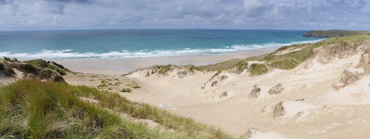 Penalės Smėlis, Perranporth, Cornwall, Papludimys, Paplūdimiai, Jūra, Kranto, Anglija, Bangos, Įlanka