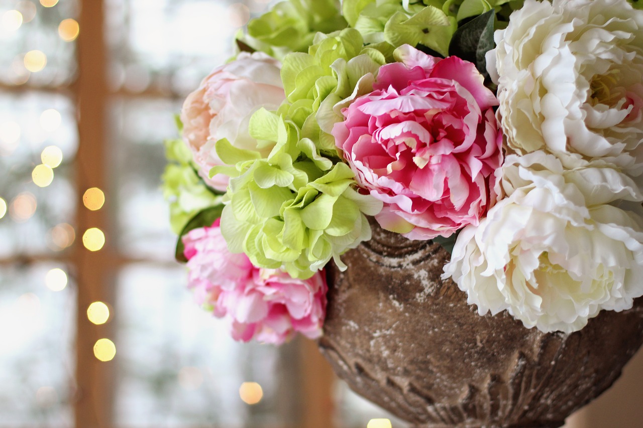 Peonijos, Hydrangeas, Gamta, Pavasaris, Pikonija, Rožinis, Vasara, Puokštė, Gėlių, Rožė