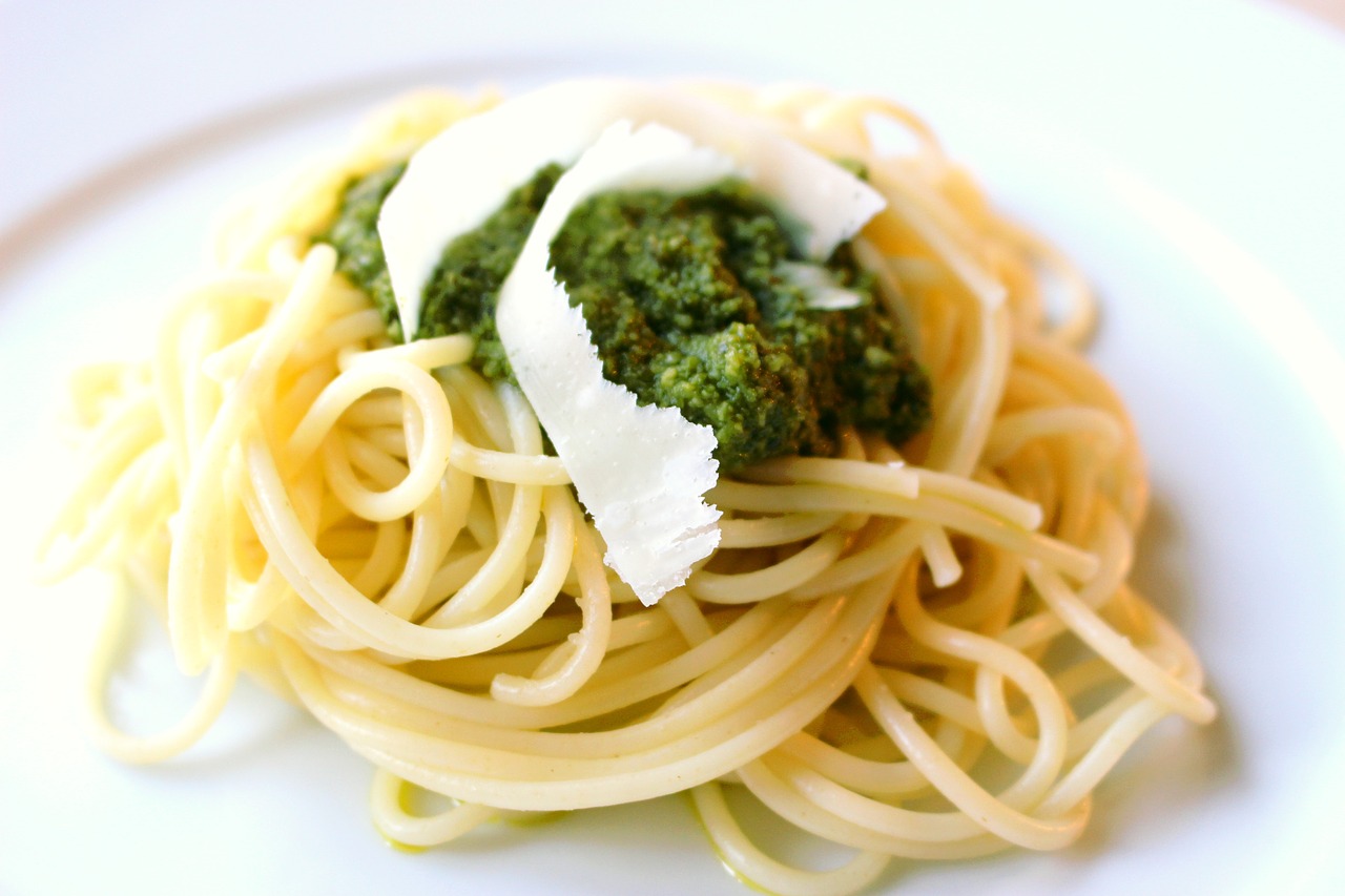 Pesto, Makaronai, Spagečiai, Parmesan, Butas, Padažas, Paruošti Valgiai, Virtuvė, Bazilikas, Nemokamos Nuotraukos