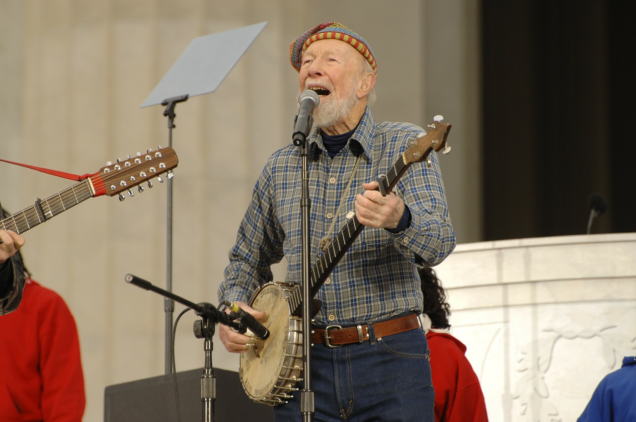 Pete Seeger, Liaudies Muzika, Pramogų Atlikėjas, Legenda, Žinomas, Banjo, Scenoje, Vašingtonas, Žaisti, Atlikti