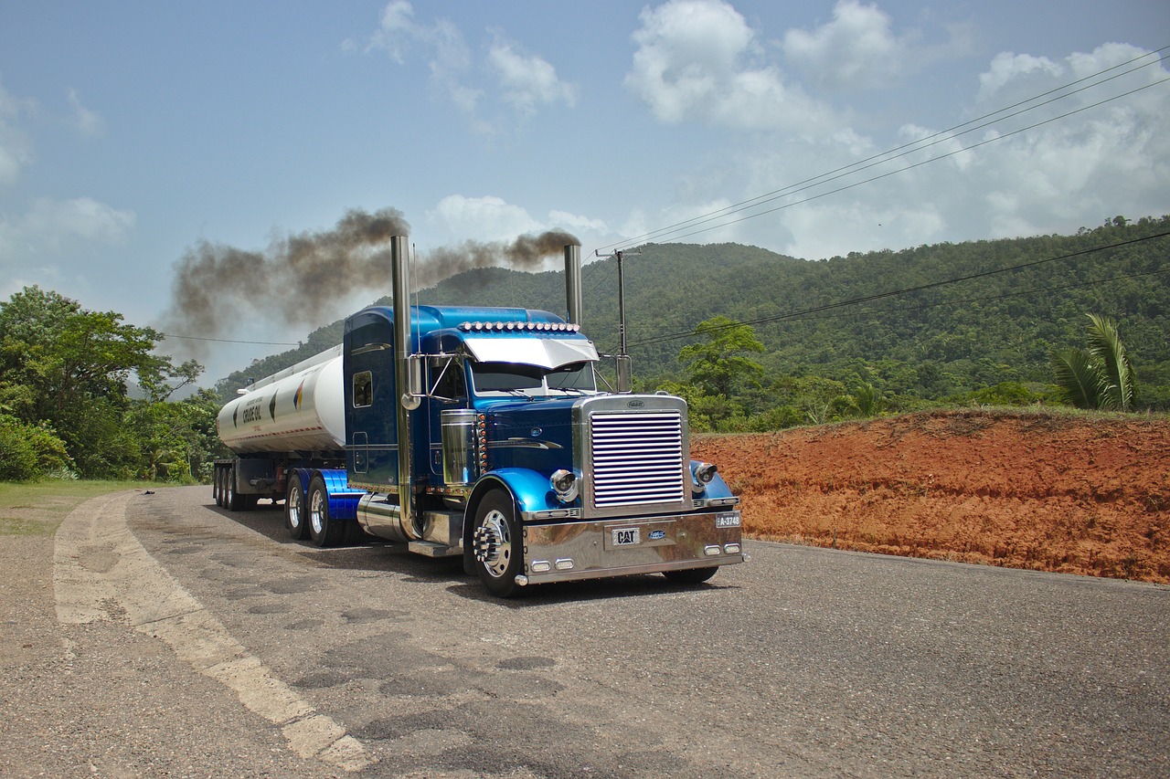 Peterbilt,  Sunkvežimis,  Traktorius,  Tanklaivis,  Transportas,  Mėlyna,  Dūmų,  Pramonės,  Komercinio Pobūdžio,  Chromo