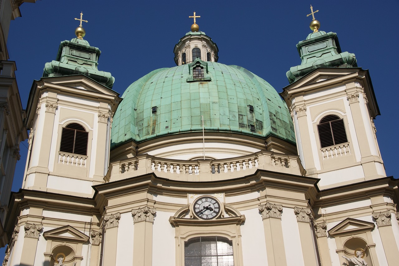 Peterskirche, Vienna, Kupolas, Bažnyčia, Barokas, Katalikų, Miestas, Žvilgsnis, Bokštas, Religija