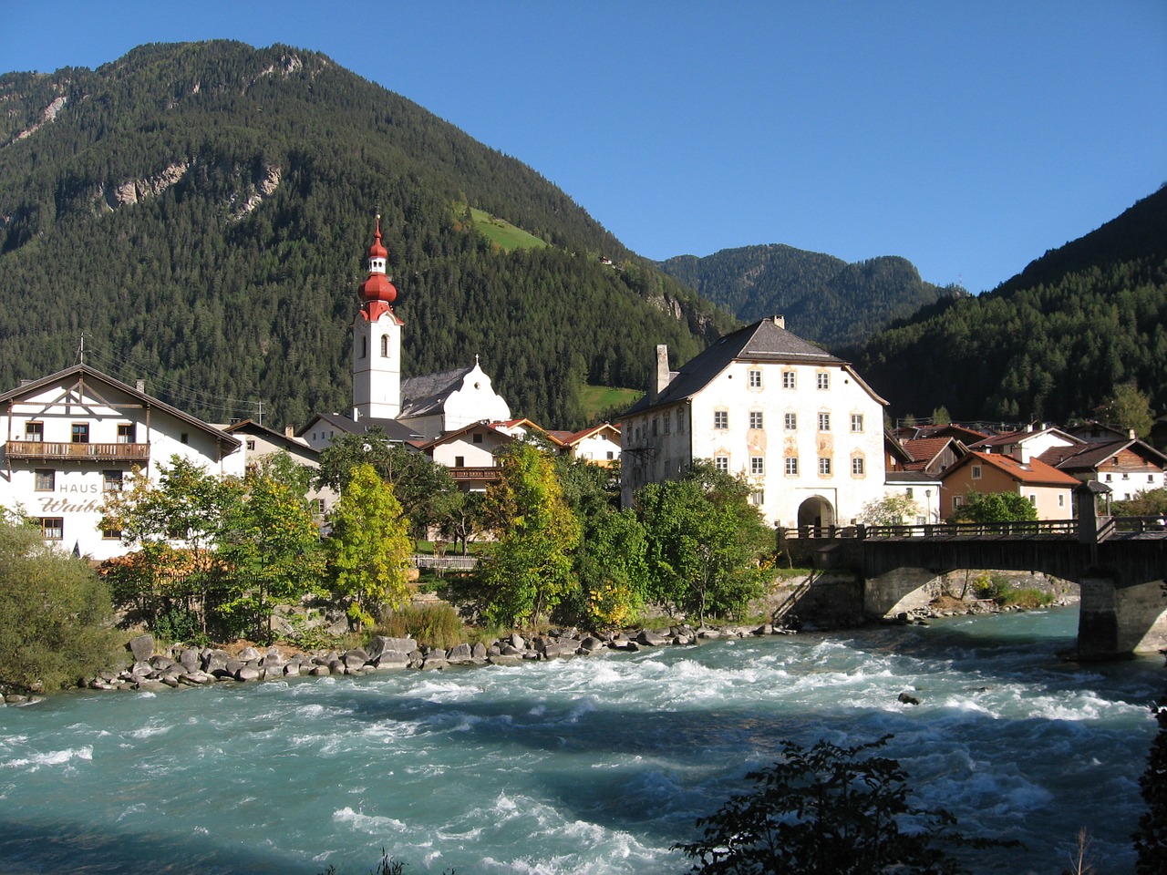 Pfunds, Bergdorf, Upė, Tyrol, Austria, Tirolo Alpės, Intalto Slėnis, Kalnų, Uolingas, Kalnai