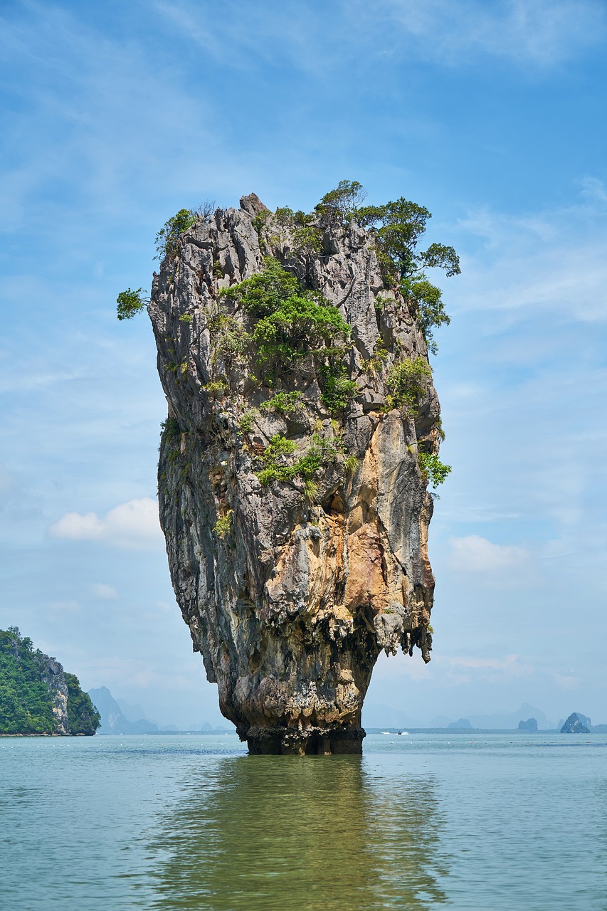 Phang Nga Bay, Phuket Provincija, James Bond Island, Tailandas, Sala, Andaman Jūros Azija, Papludimys, Švarus Dangus, Cloudscape, Diena