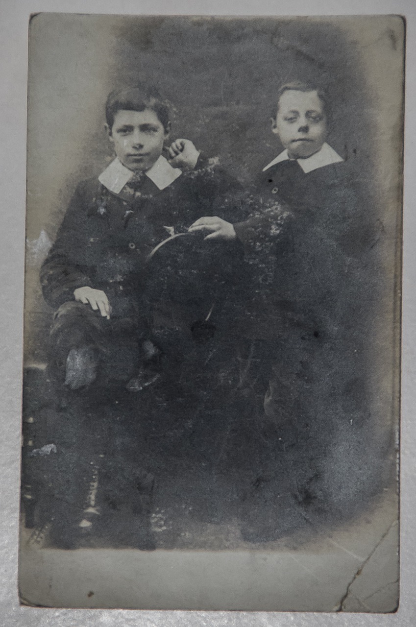 Nuotrauka, Vintage, Berniukai, Broliai, Vaikai, Juoda Ir Balta, Portretas, Spausdinti, Retro, 1900 M .
