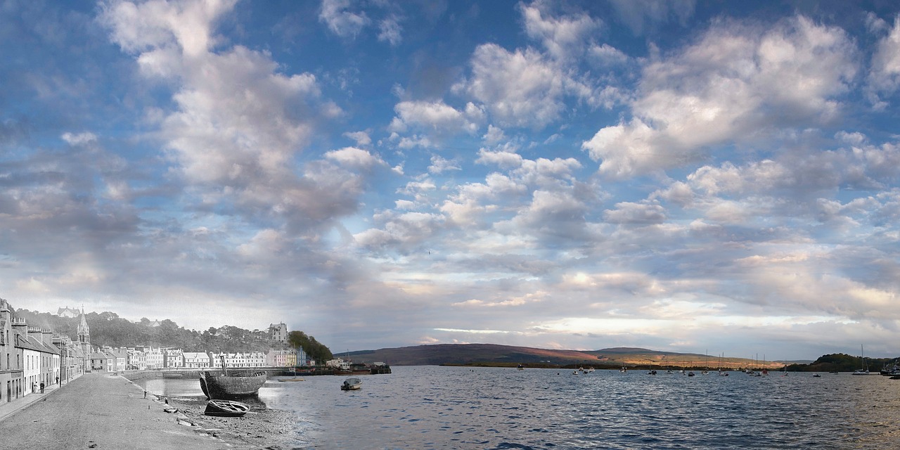 Škotija, Tobleris, Isle Of Mull, Senas, Vintage, Debesys, Vandenynas, Photoshop, Nemokamos Nuotraukos,  Nemokama Licenzija