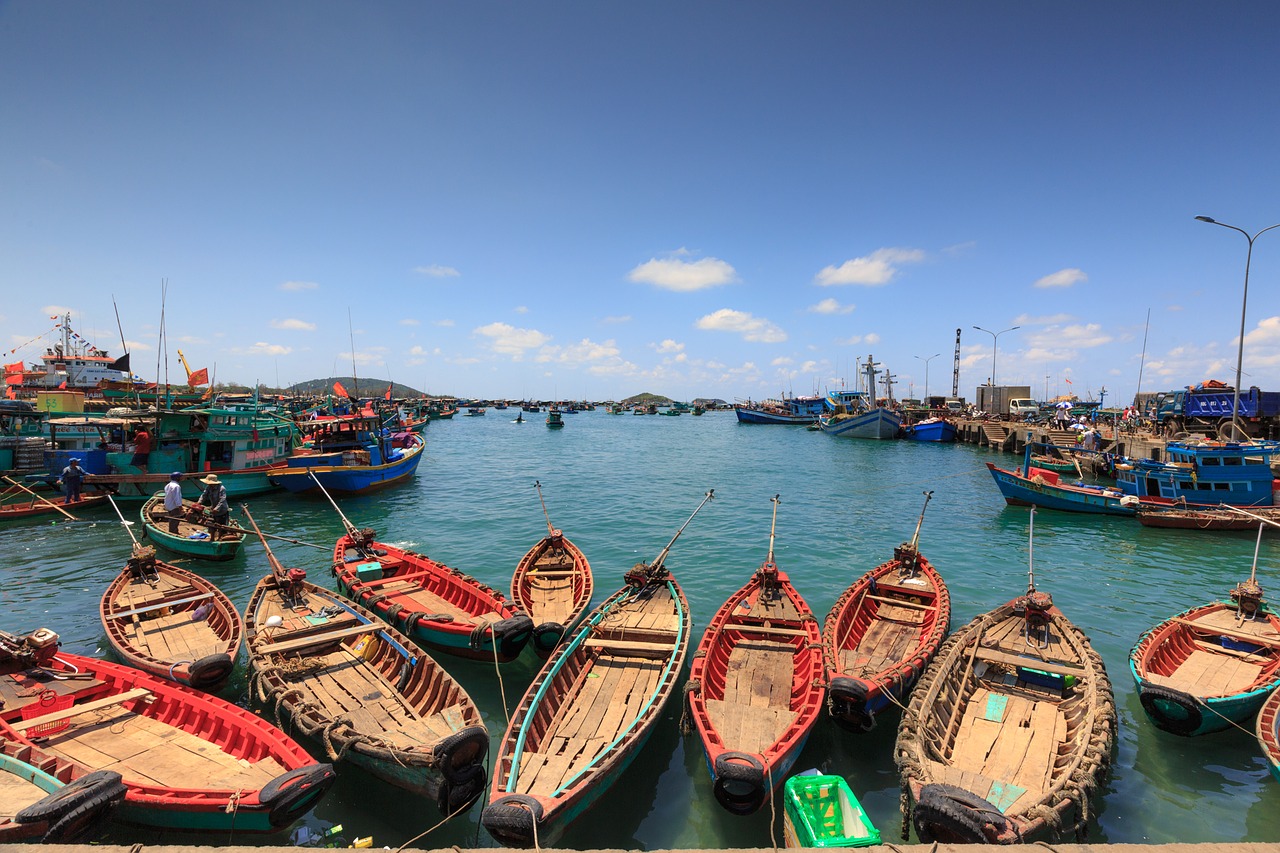 Phu Quoc Sala, Žvejai, Žvejybos Laivas, Fishnet, Uostas, Prieplauka, Šurmulys, Užsiėmes, Triukšmingas, Audringas