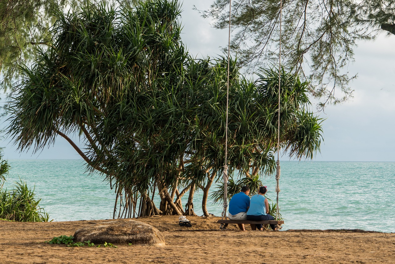 Phuket, Tailandas, Papludimys, Asmuo, Žmonės, Sūpynės, Kelionė, Jūra, Dangus, Mėlynas