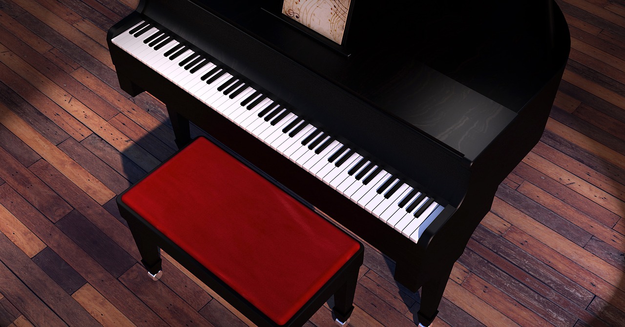 Fortepijonas, Sparnas, Muzika, Instrumentas, Fortepijono Klavišai, Klaviatūra, Fortepijono Klaviatūra, Pianino Išmatos, 3D Modelis, 3D