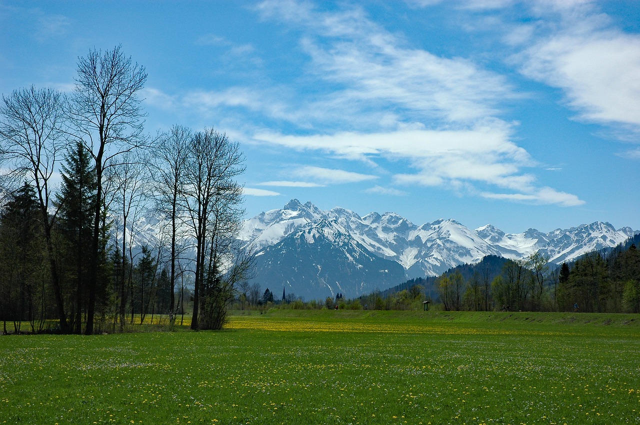 Kiaulių Kalnas,  Allgäu,  2014 M. Balandžio Mėn .,  Gamta,  Panorama,  Kraštovaizdis,  Kalnai,  Dangus,  Debesys,  Pieva