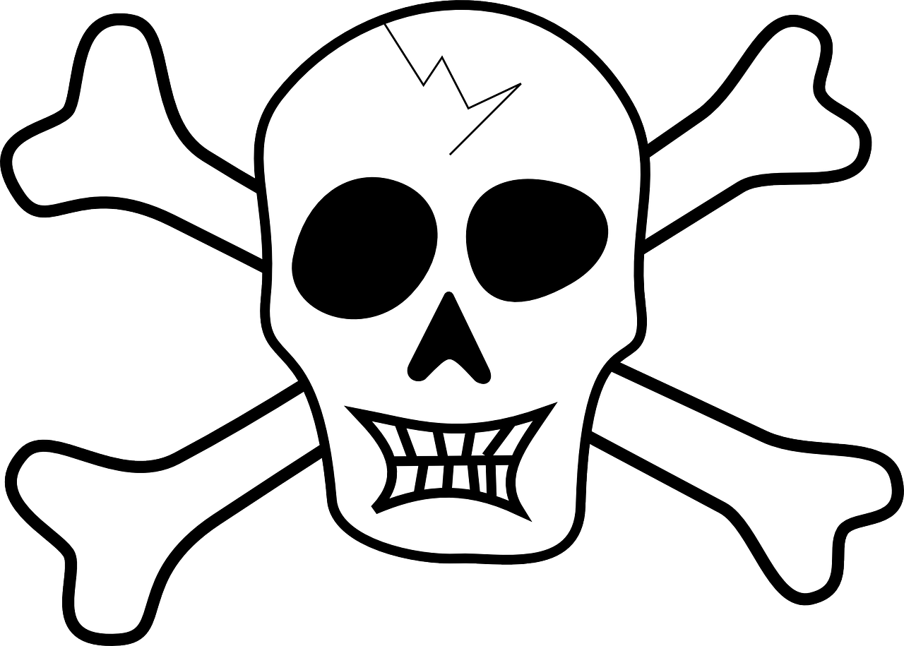 Piratas, Piratavimas, Kaukolė, Kaulai, Mirtis, Kryžminiai Kaulai, Mirties Kaukolė, Nuodai, Halloween, Nemokama Vektorinė Grafika