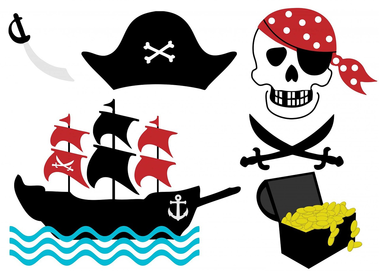 Piratas, Kaukolė, Kryžiaus Kaulai, Inkaras, Valtis, Skrybėlę, Piratų Laivas, Laivas, Iliustracijos, Lobių Skrynia