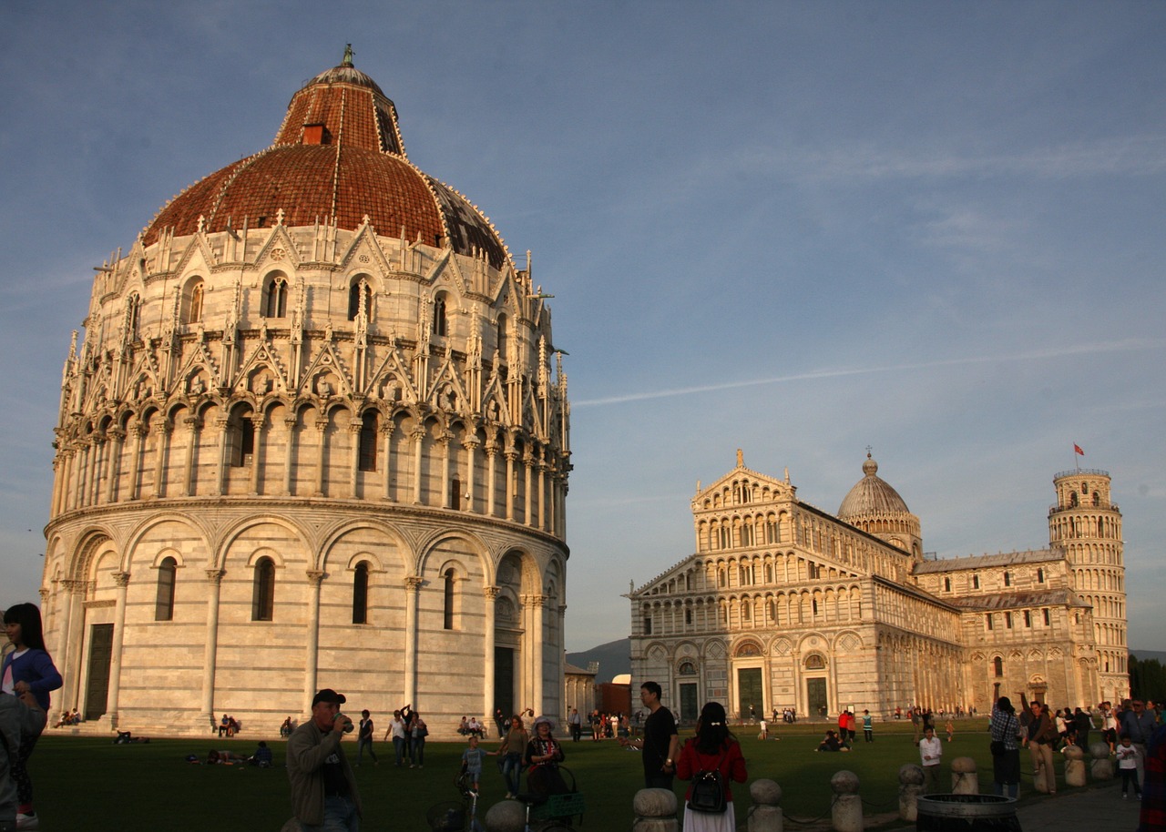 Pisa, Piazza Dei Miracoli, Vakaro Saulė, Katedra, Dom, Bažnyčia, Italy, Romėnų, Nemokamos Nuotraukos,  Nemokama Licenzija