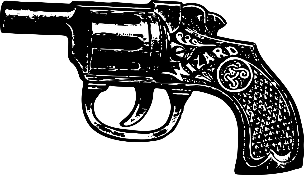 Pistoletas, Derliaus Pistoletas, Pistoletas, Vintage, Ginklas, Pistoletas, Bullet, Senovinis, Vektorinė Iliustracija, Vektorius