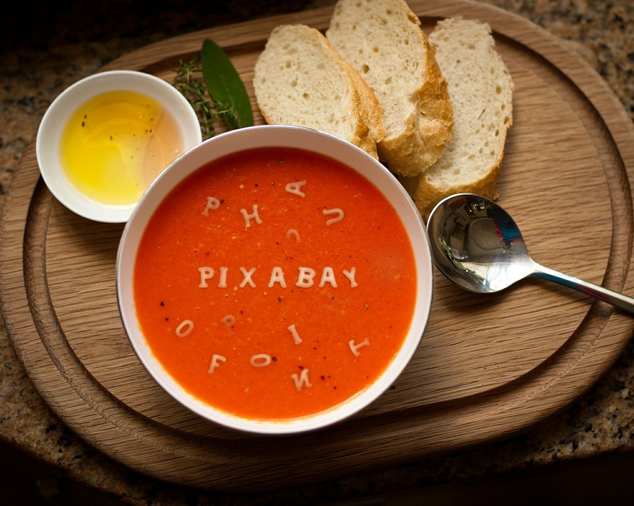 Pixabay, Logotipas, Šrifto, Pusryčiai, Sriuba, Skrudinta Duona, Medinis Šaukštas, Plokštė, Sveikas, Maistas
