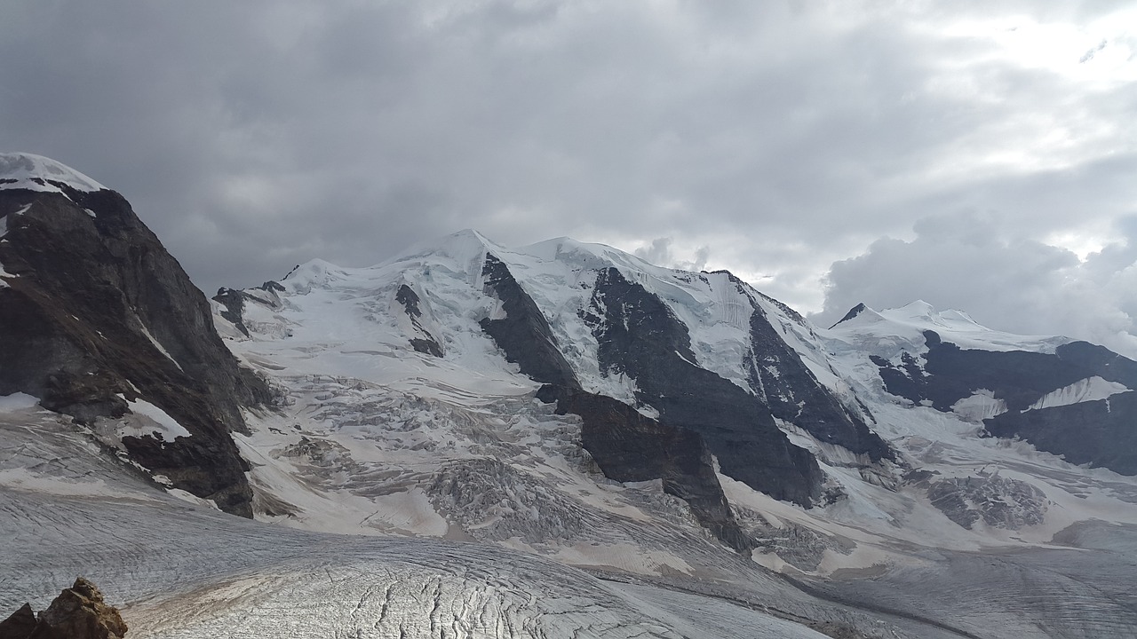Piz Palu, Alpių, Bernina, Graubünden, Šveicarija, Kalnai, Aukšti Kalnai, Ledynas, Sniegas, Alpinizmas