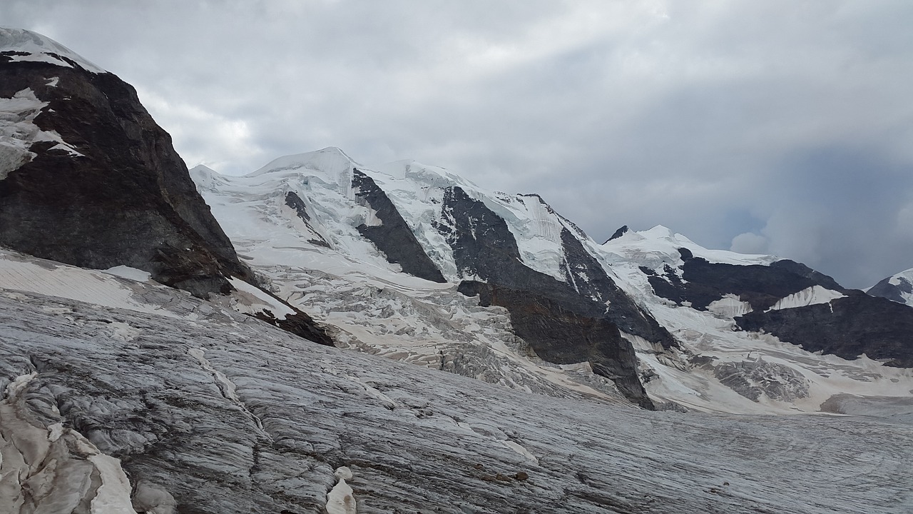 Piz Palu, Alpių, Bernina, Graubünden, Šveicarija, Kalnai, Aukšti Kalnai, Ledynas, Sniegas, Alpinizmas