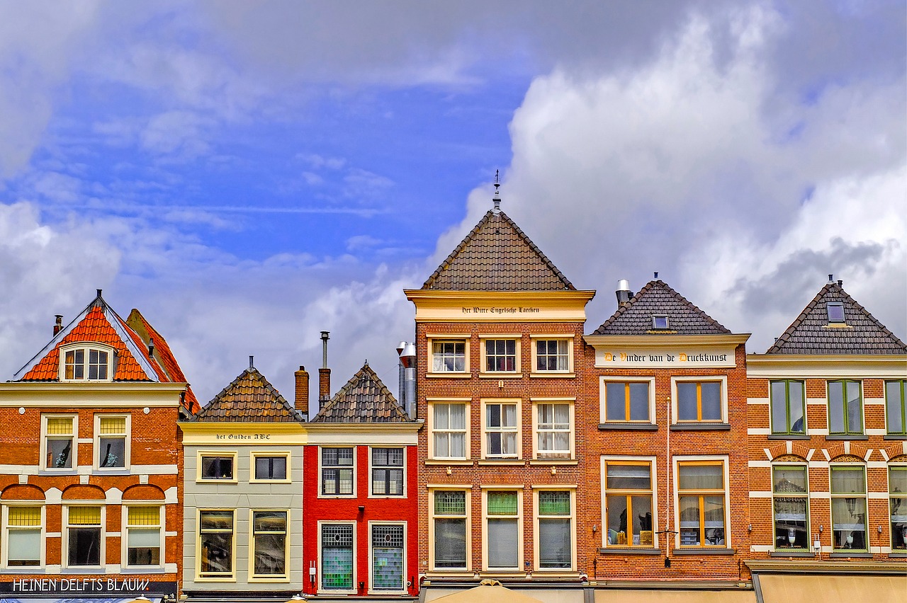 Vieta, Fasadas, Miesto Panorama, Miestas, Namas, Pastatas, Plyta, Delftas, Nyderlandai, Holland