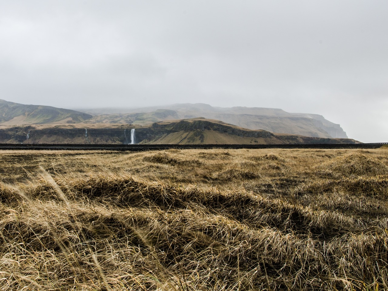 Lygumos, Krioklys, Šiaudai, Gamta, Lauke, Kraštovaizdis, Iceland, Icelandic, Nuotykis, Debesis