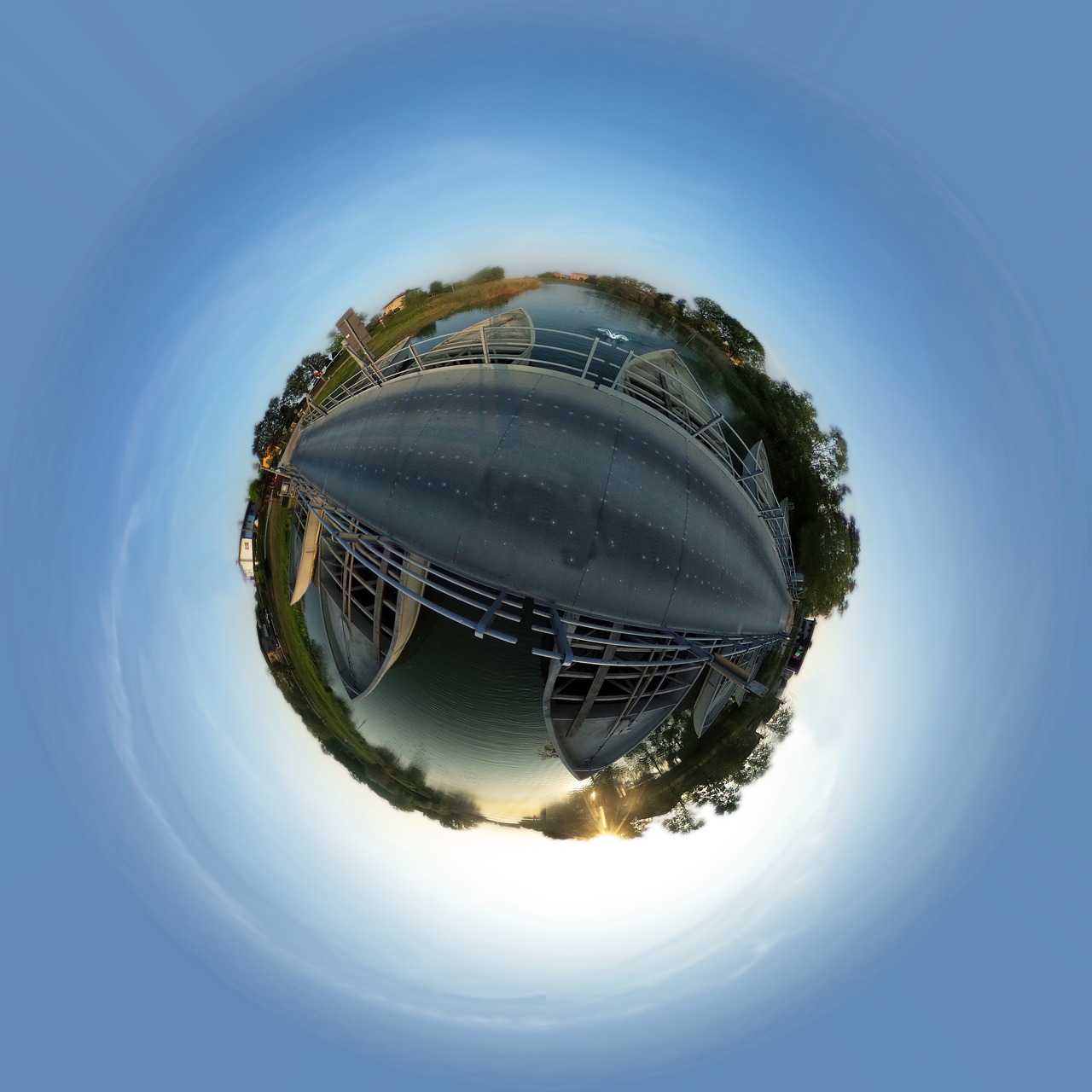 Planeta,  Valtys,  Tiltas,  Marina,  Upė,  Valtis,  Sfera,  360 °,  Italija,  Veneto