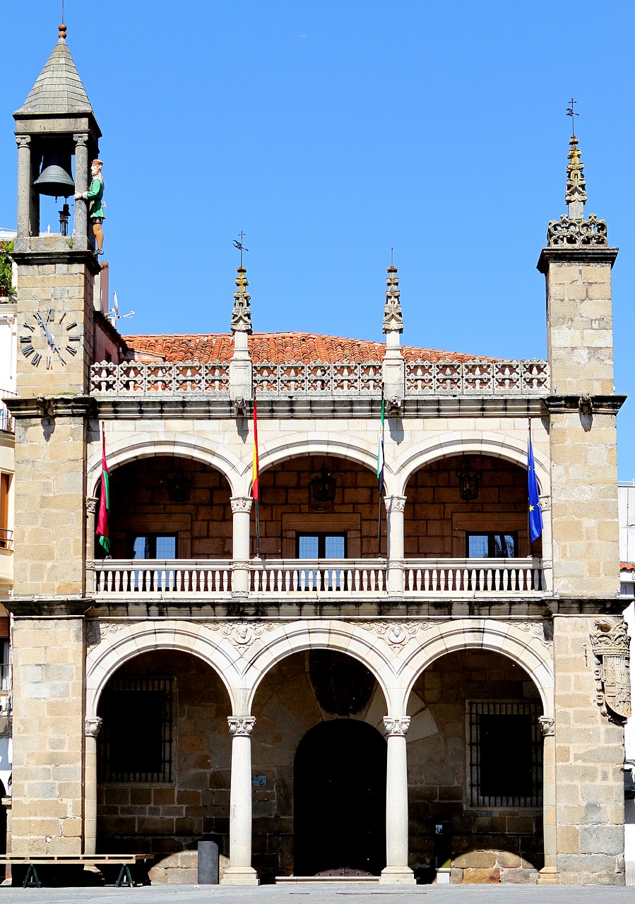 Plasencia Spain, Miesto Aikštė, Varpinė, Extremadura, Plaza, Pastatas, Orientyras, Architektūra, Europa, Bokštas