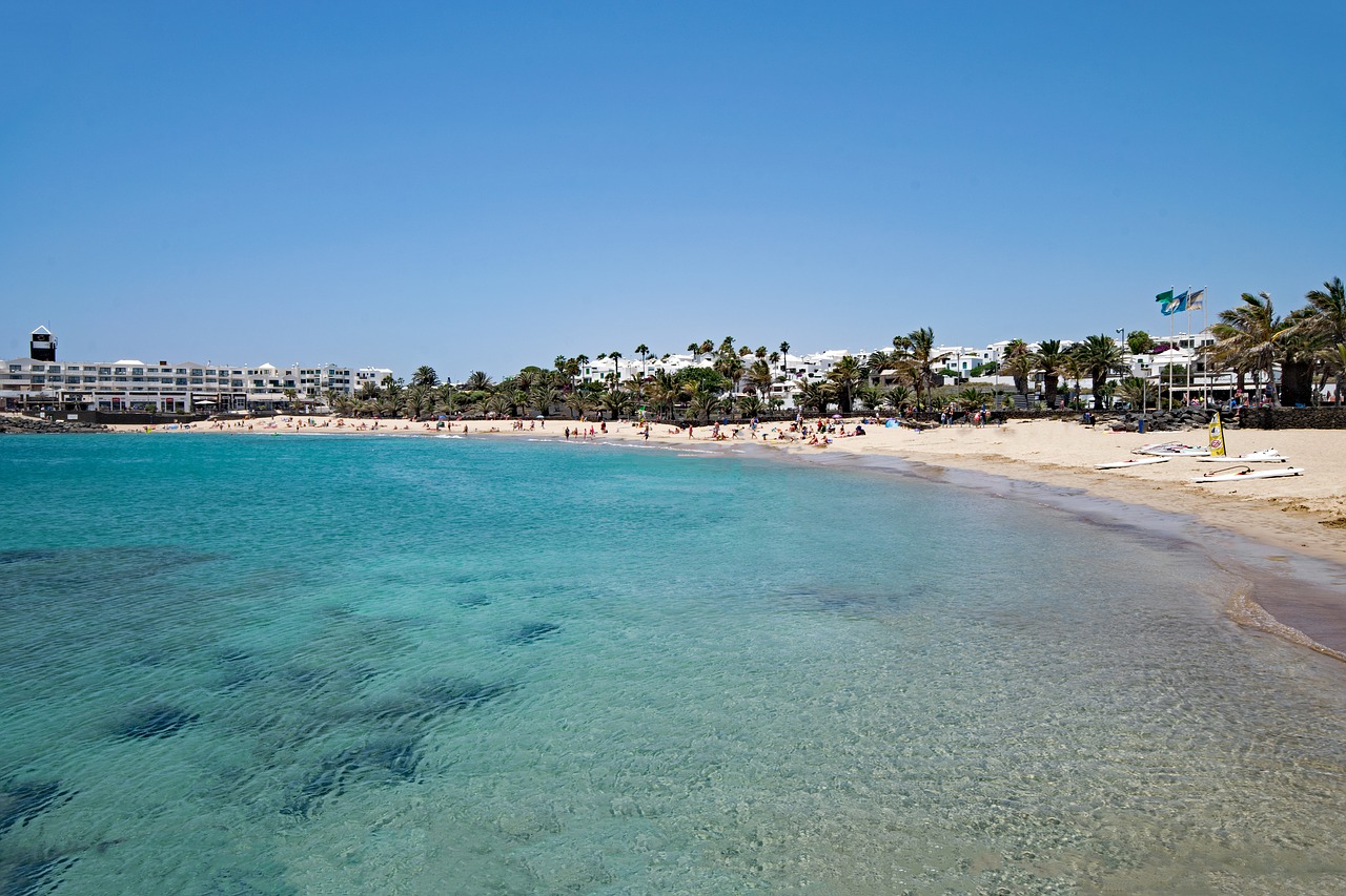 Playa De Las Cucharas, Lanzarote, Kanarų Salos, Ispanija, Afrika, Costa Teguise, Jūra, Papludimys, Vanduo, Kranto