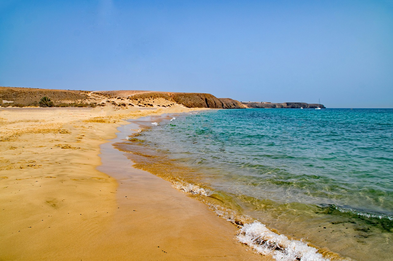 Playa Mujeres, Lanzarote, Kanarų Salos, Ispanija, Afrika, Jūra, Papludimys, Vanduo, Kranto, Smėlio Paplūdimys Rokas