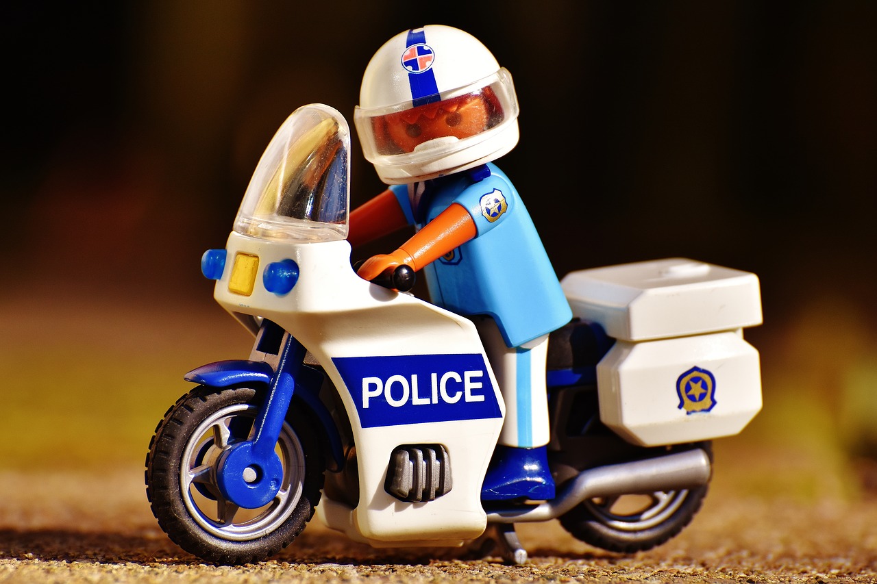 Policija, Motociklas, Policininkas, Dviračių Transporto Priemonė, Kontrolė, Figūra, Dviratis, Juokinga, Playmobil, Žaislai