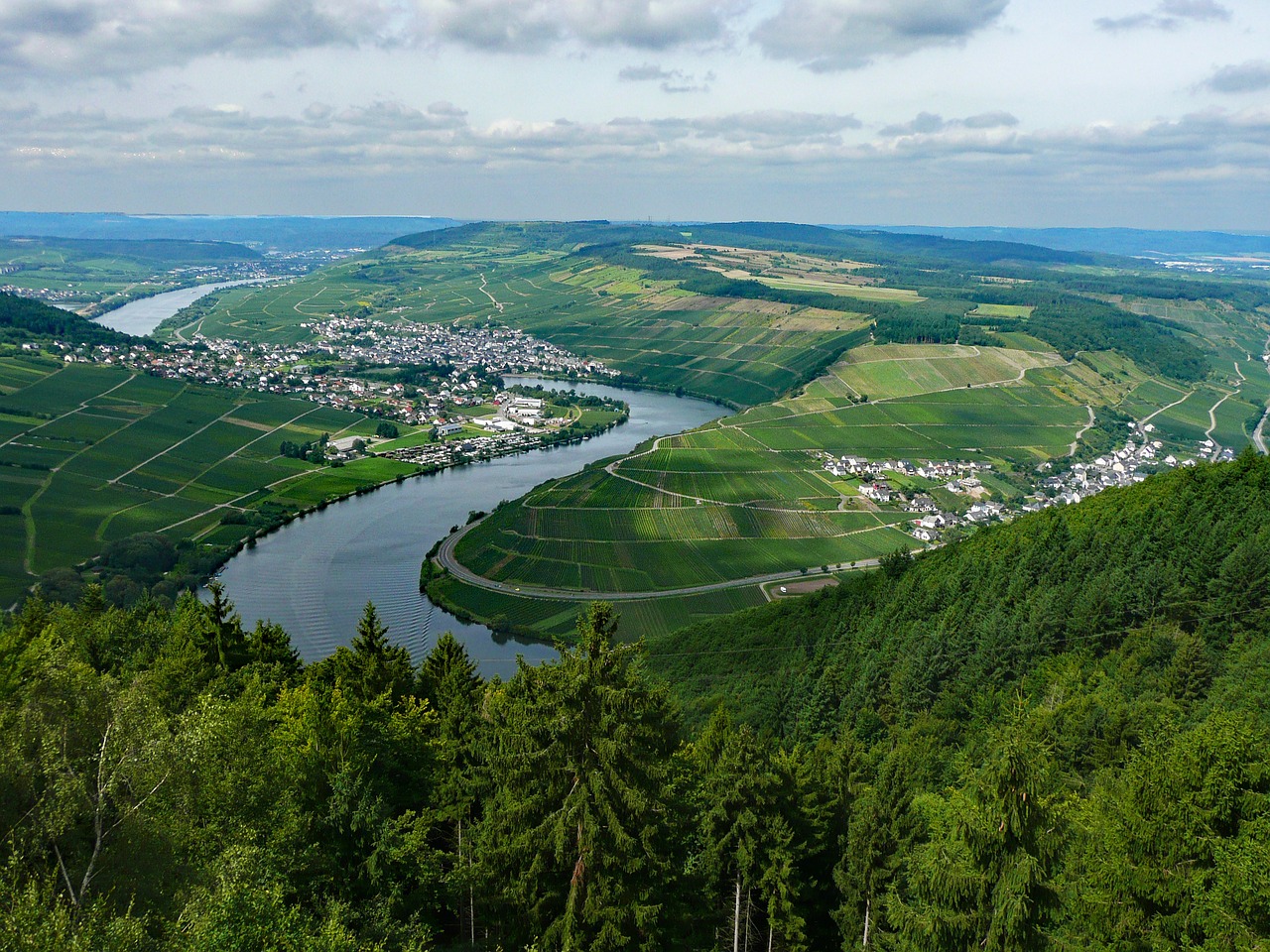 Pölich, Mosel, Sachsen, Vokietija, Vynas, Vynuogynai, Kraštovaizdis, Kaimas, Upė, Šventė