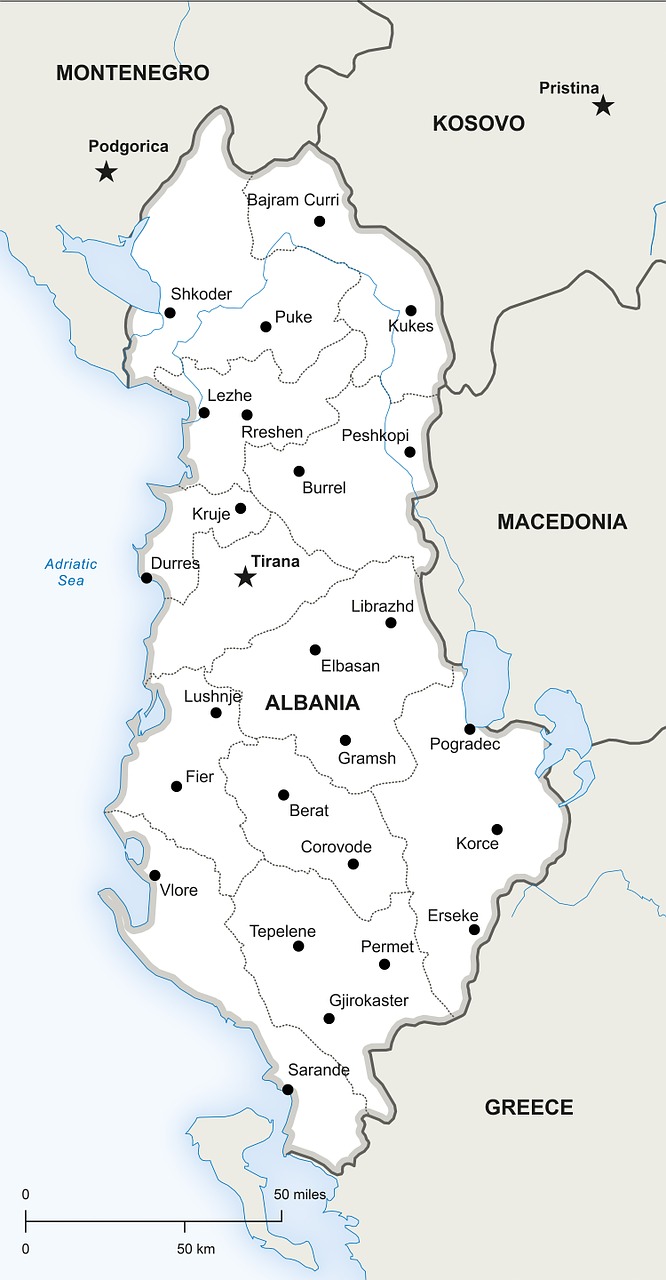 Politinis, Žemėlapis, Albania, Geografija, Šalis, Žemėlapiai, Europa, Tikslus, Miestai, Miestas