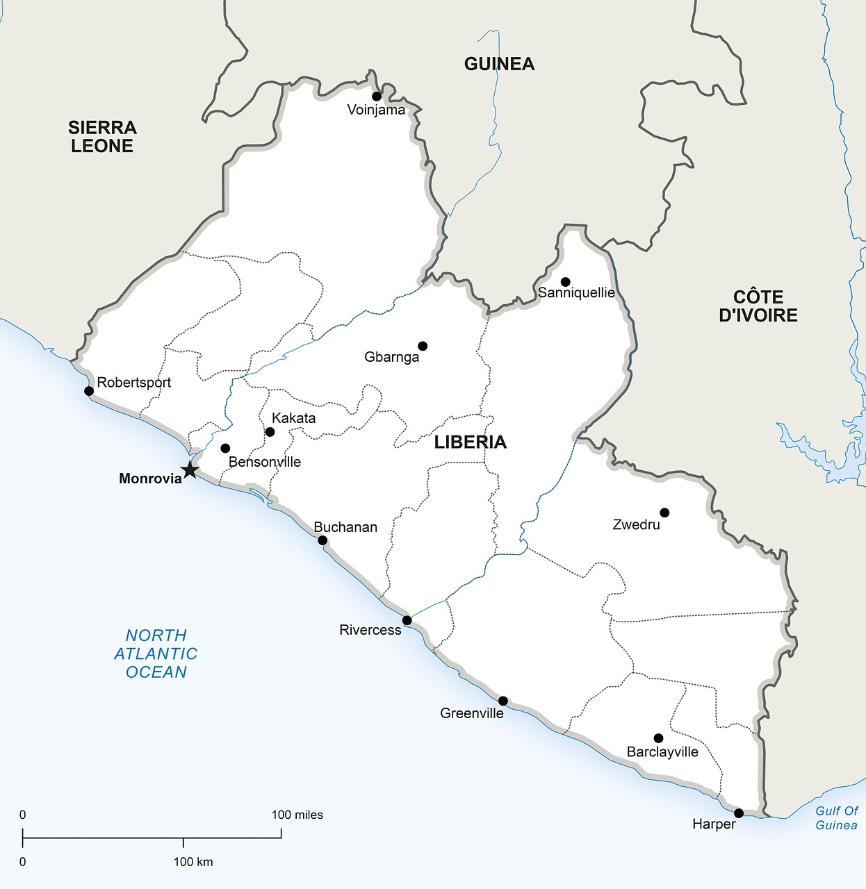 Politinis, Žemėlapis, Liberia, Geografija, Šalis, Žemėlapiai, Afrika, Tikslus, Miestai, Miestas