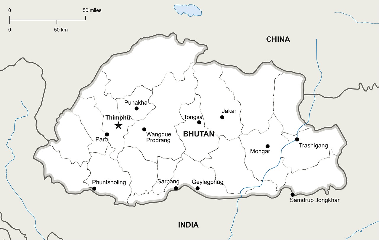 Politinis, Žemėlapis, Butanas, Geografija, Šalis, Žemėlapiai, Asija, Tikslus, Miestai, Miestas