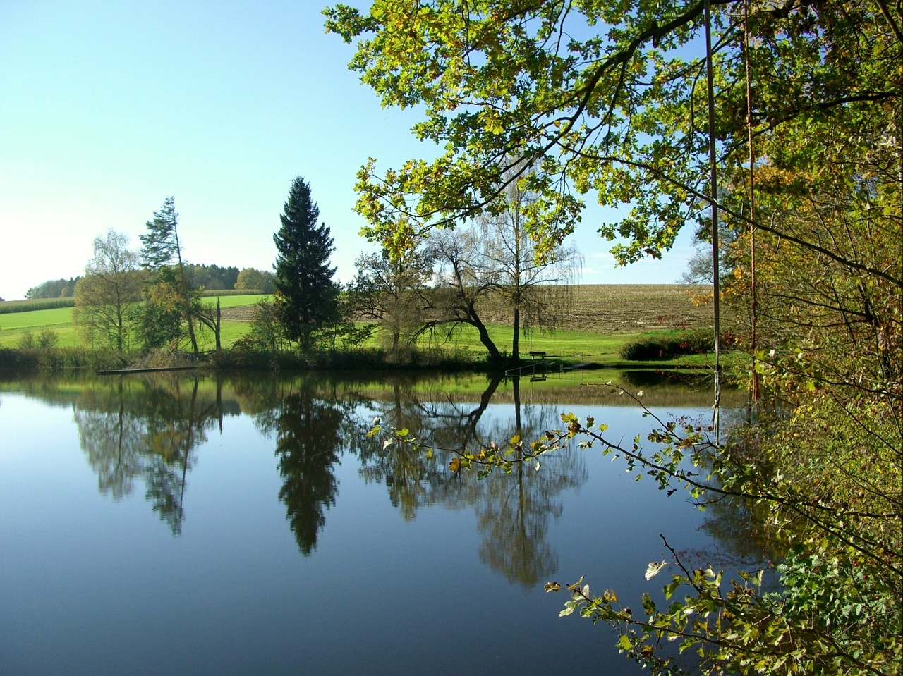 Tvenkinys, Vanduo, Veidrodis, Gamta, Idilija, Dangus, Mėlynas, Lapės Tvenkinys, Raudona Raudona, Nemokamos Nuotraukos