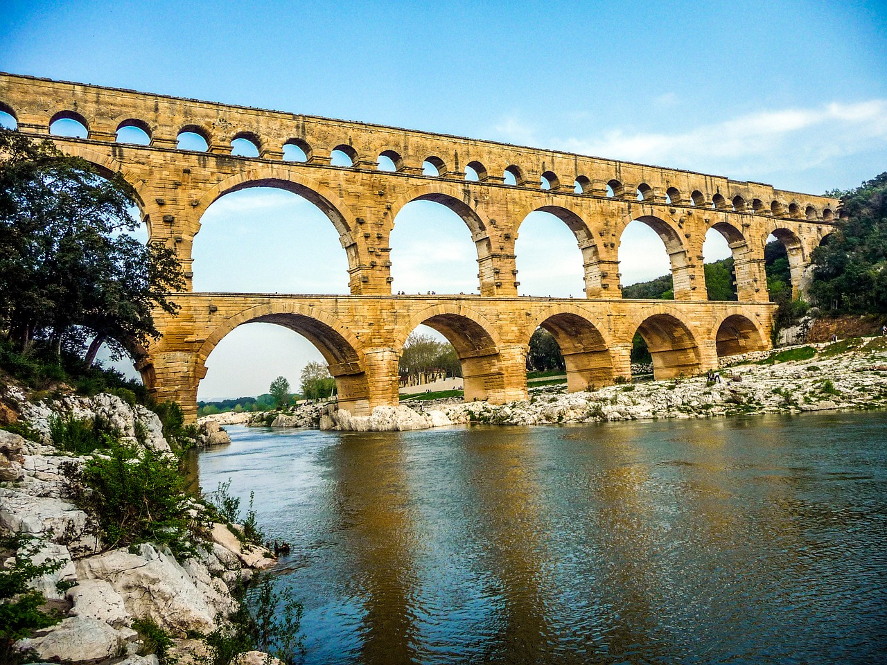 Pont Du Gard, Nimes, Arles, Ales, Viadukas, Akvedukas, Romos Imperija, Romaninė Konstrukcija, Romanai, Romėnų Tiltas