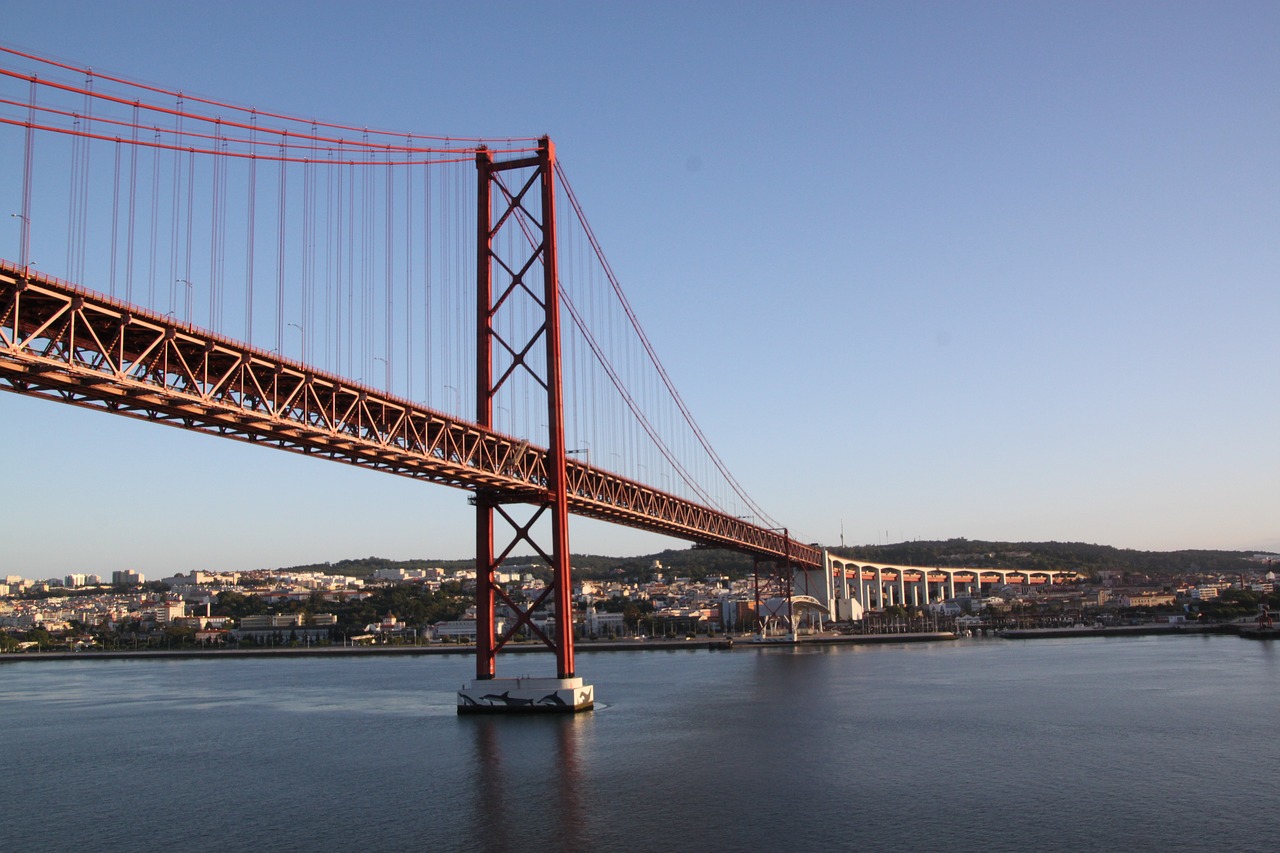 Ponte, Abril, Lisbonas, Tiltas, Portugal, Tejo, Kabantis Tiltas, Uostas, Lisboa, Vaizdas