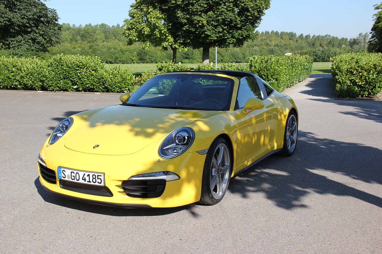Porsche 911 Targa 4, Sportinė Mašina, Priekinis, Geltona, Nemokamos Nuotraukos,  Nemokama Licenzija