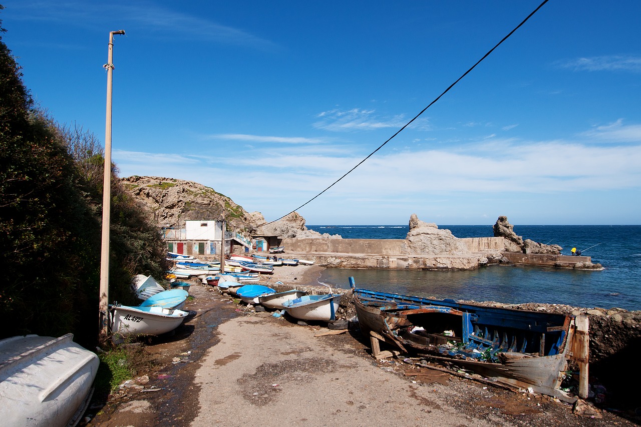 Uostas, Ain-Taya, Algeria, Viduržemio Jūros, Vanduo, Rokas, Užsakytas, Kranto, Mėlynas, Dangus