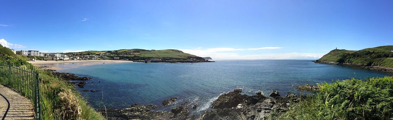 Port Erin,  Isle Of Man,  Įlanka,  Vanduo,  Gamta,  Panoraminis,  Kraštovaizdis,  Dangus,  Vasara,  Lauke