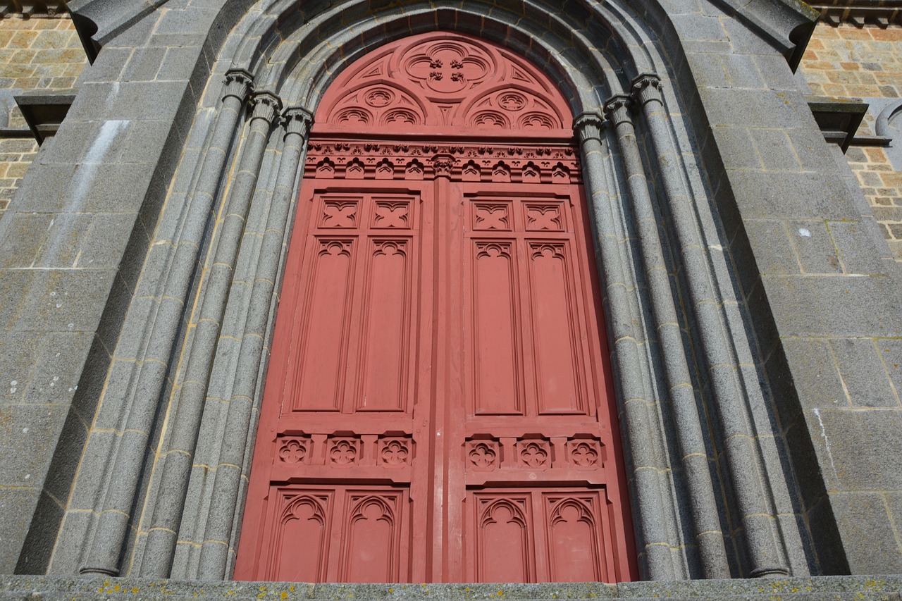 Portalas, Bažnyčia, Didelės Durys, Durys, Raudona, Saint Méloir Des Ondes, Brittany, Nemokamos Nuotraukos,  Nemokama Licenzija