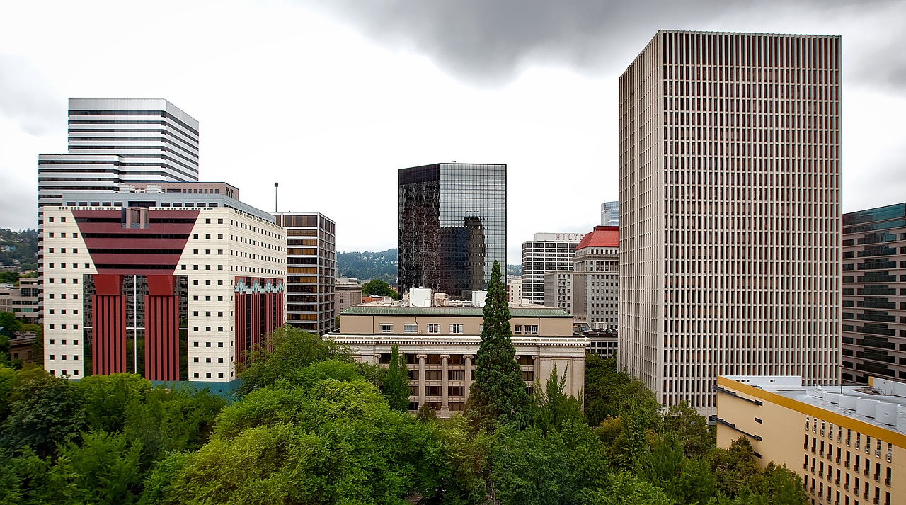 Portlandas, Oregonas, Pastatai, Centro, Miesto Panorama, Panorama, Architektūra, Miestas, Miestai, Miesto