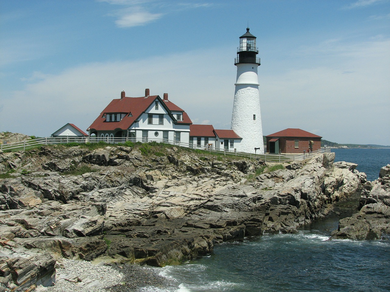 Portlando Žibintai, Švyturys, Portlandas, Maine, Orientyras, Vaizdingas, Naujoji Anglija, Istorinis, Cape Elizabeth, Pakrantė