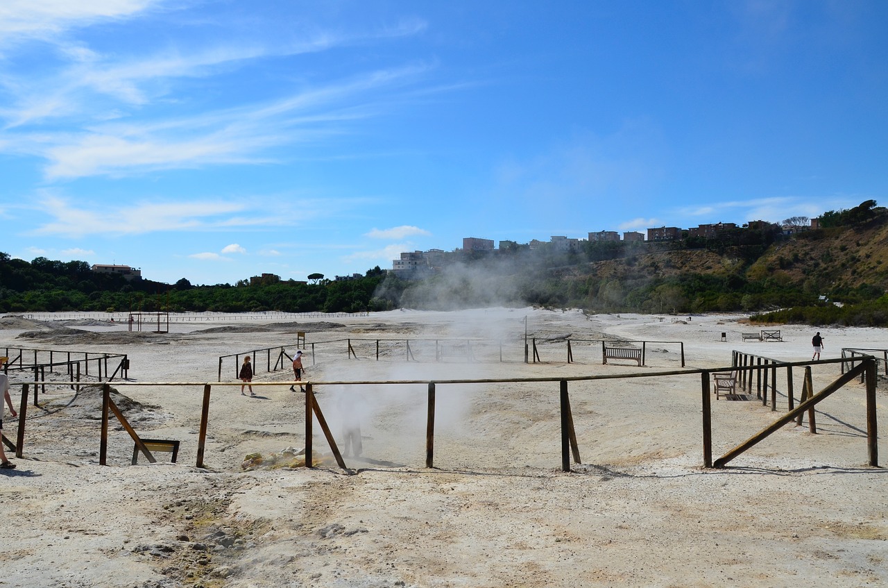 Pozzuoli, Naples, Campania, Solfatara, Kraštovaizdis, Dangus, Italy, Gamta, Vasara, Spalvos