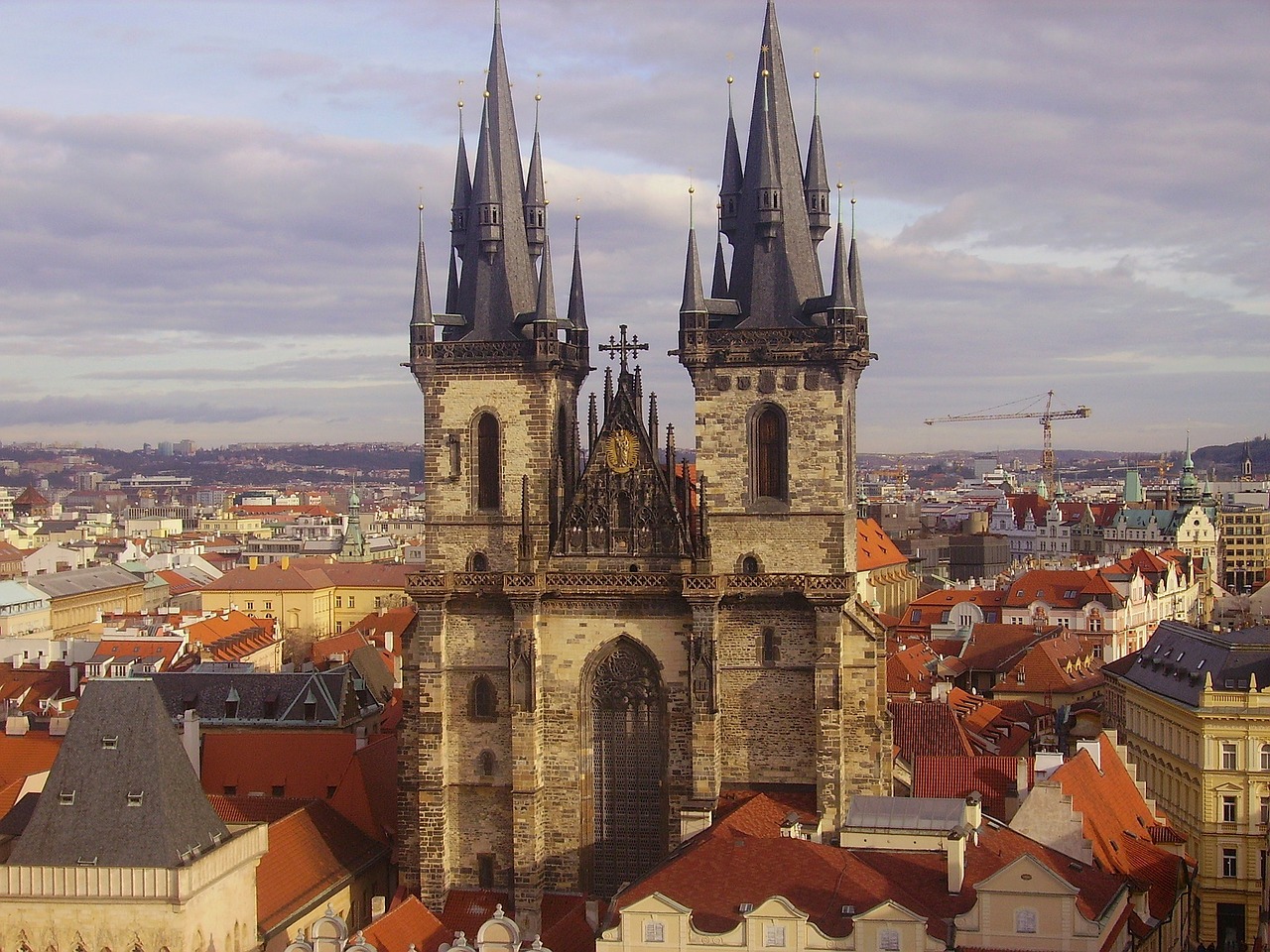 Prague, Čekijos Respublika, Miestas, Miesto, Pastatai, Bažnyčia, Dangus, Debesys, Panorama, Katedra