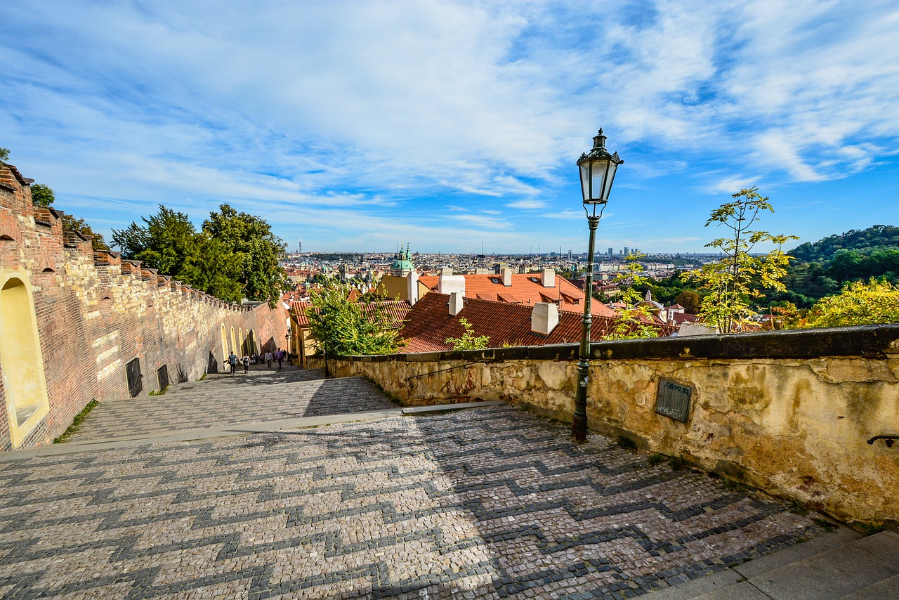 Prague, Laiptinė, Laiptai, Vaizdas, Panorama, Pilis, Žingsniai, Akmuo, Miestas, Čekų