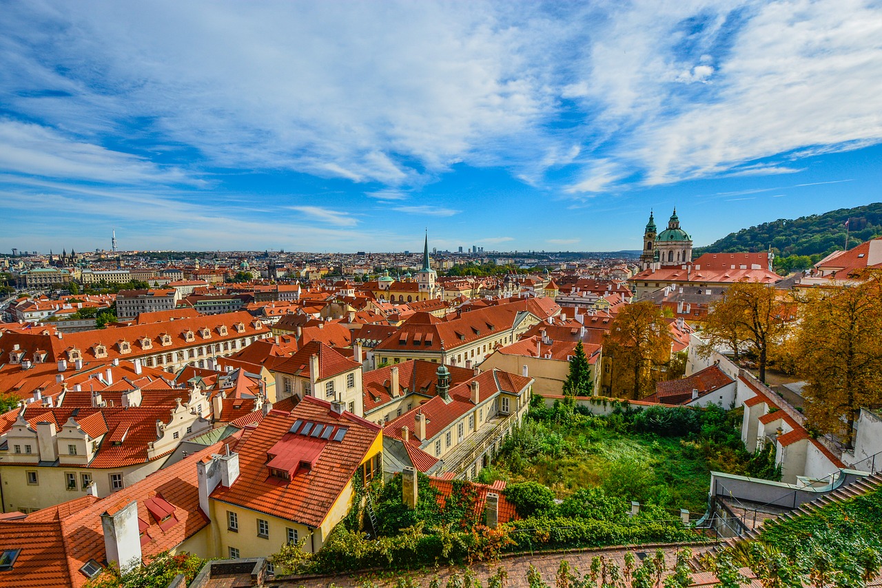 Prague, Vaizdas, Panorama, Stogai, Bažnyčia, Čekų, Kupolas, Katedra, Sodas, Spire