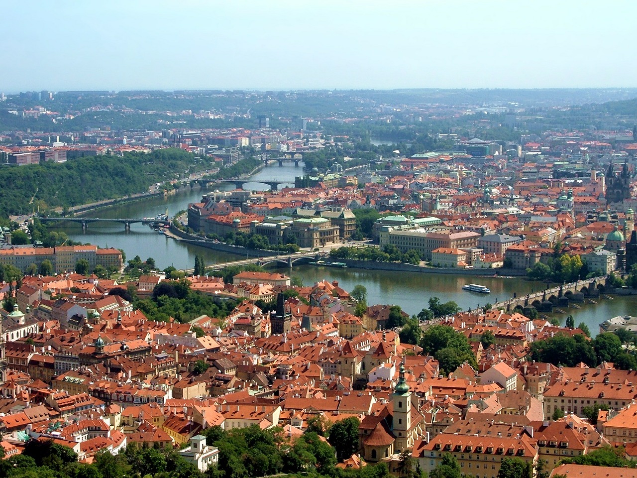 Prague, Miesto Panorama, Čekų, Miestas, Panorama, Miesto, Architektūra, Upė, Istorinis, Tiltas