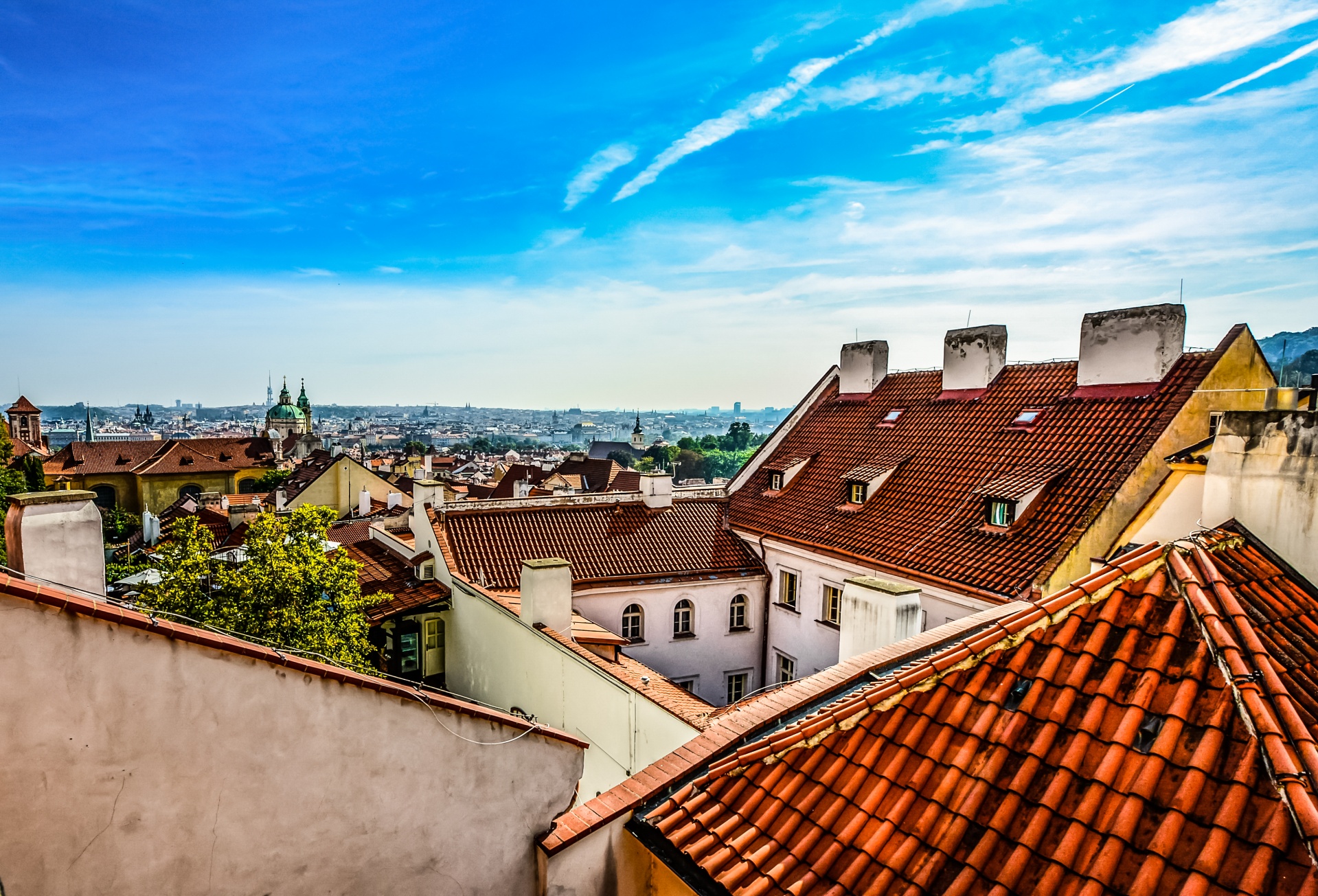 Prague,  Čekų,  Panorama,  Vaizdas,  Stogas,  Raudona,  Plytelės,  Bažnyčia,  Kupolas,  Dangus